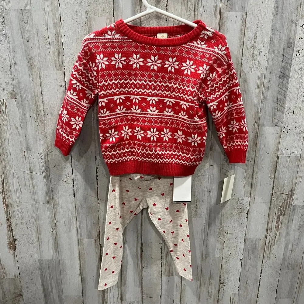 New! Tucker + Tate Holiday Christmas Red Jacquard Sweater & Pants Set 12 Months
